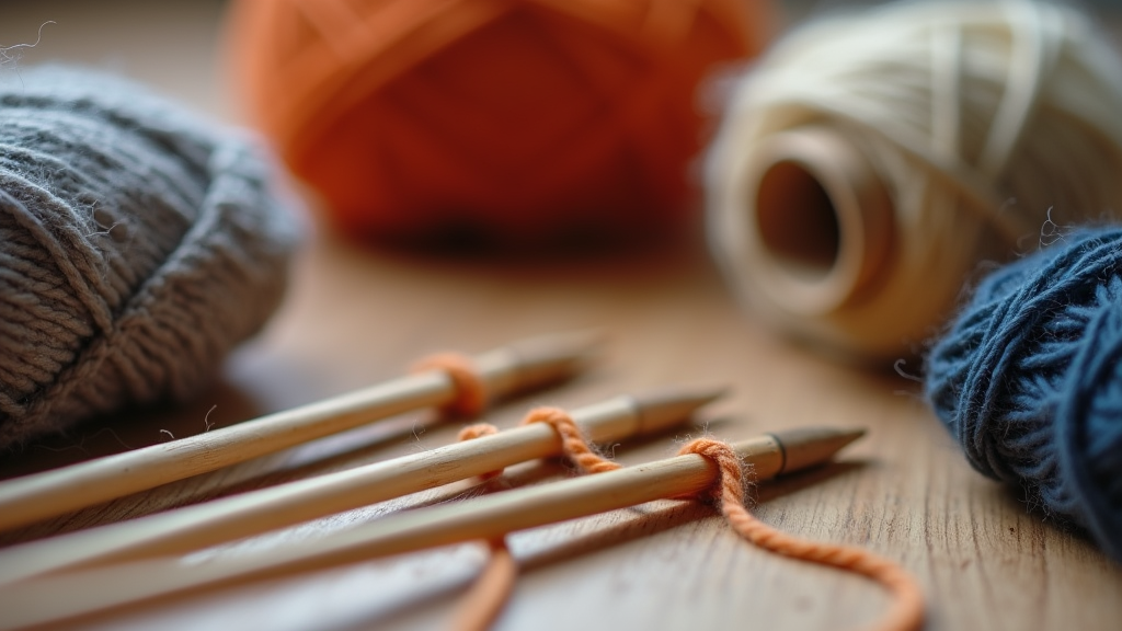 Knitting needles on a table